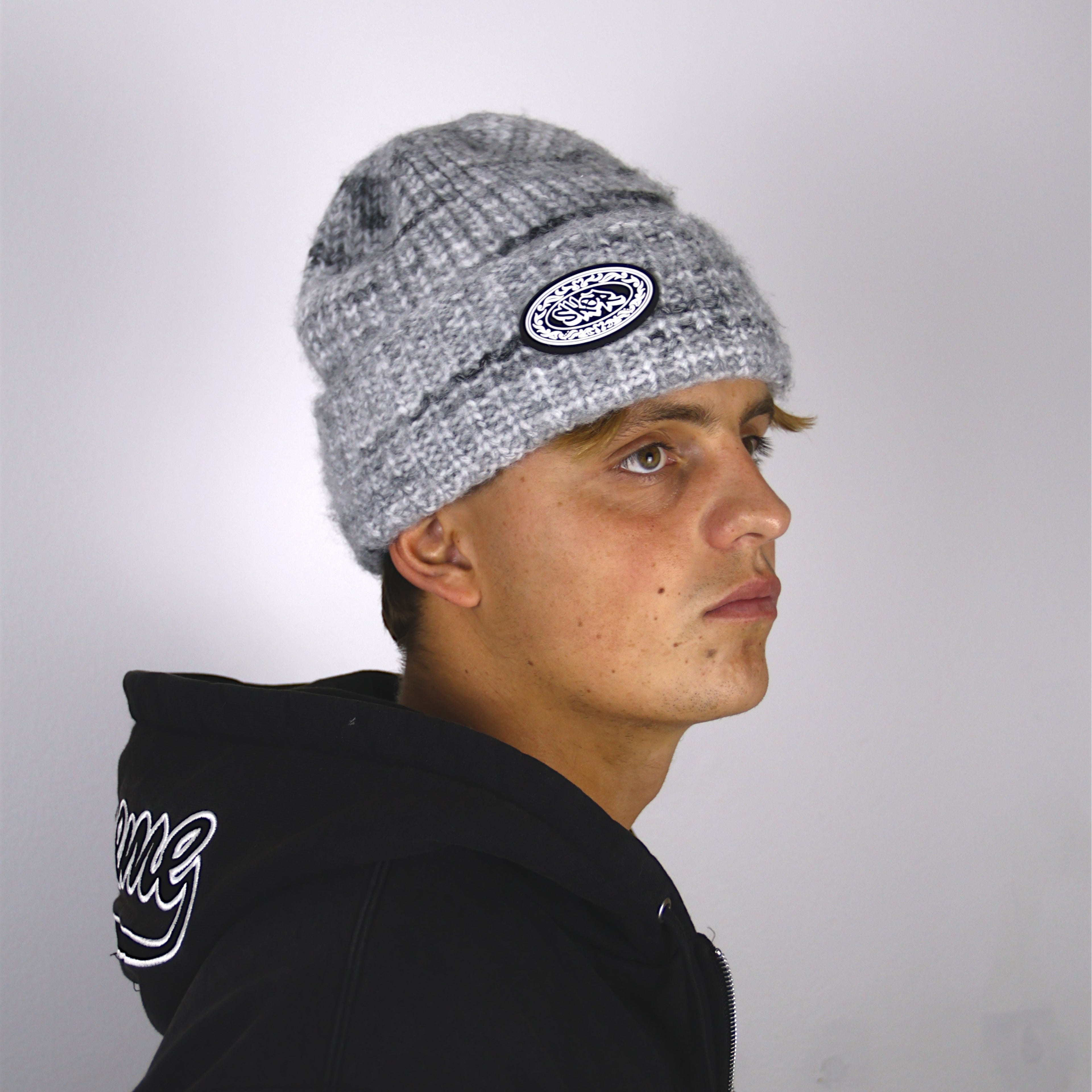 WHITE & BLACK BEANIE