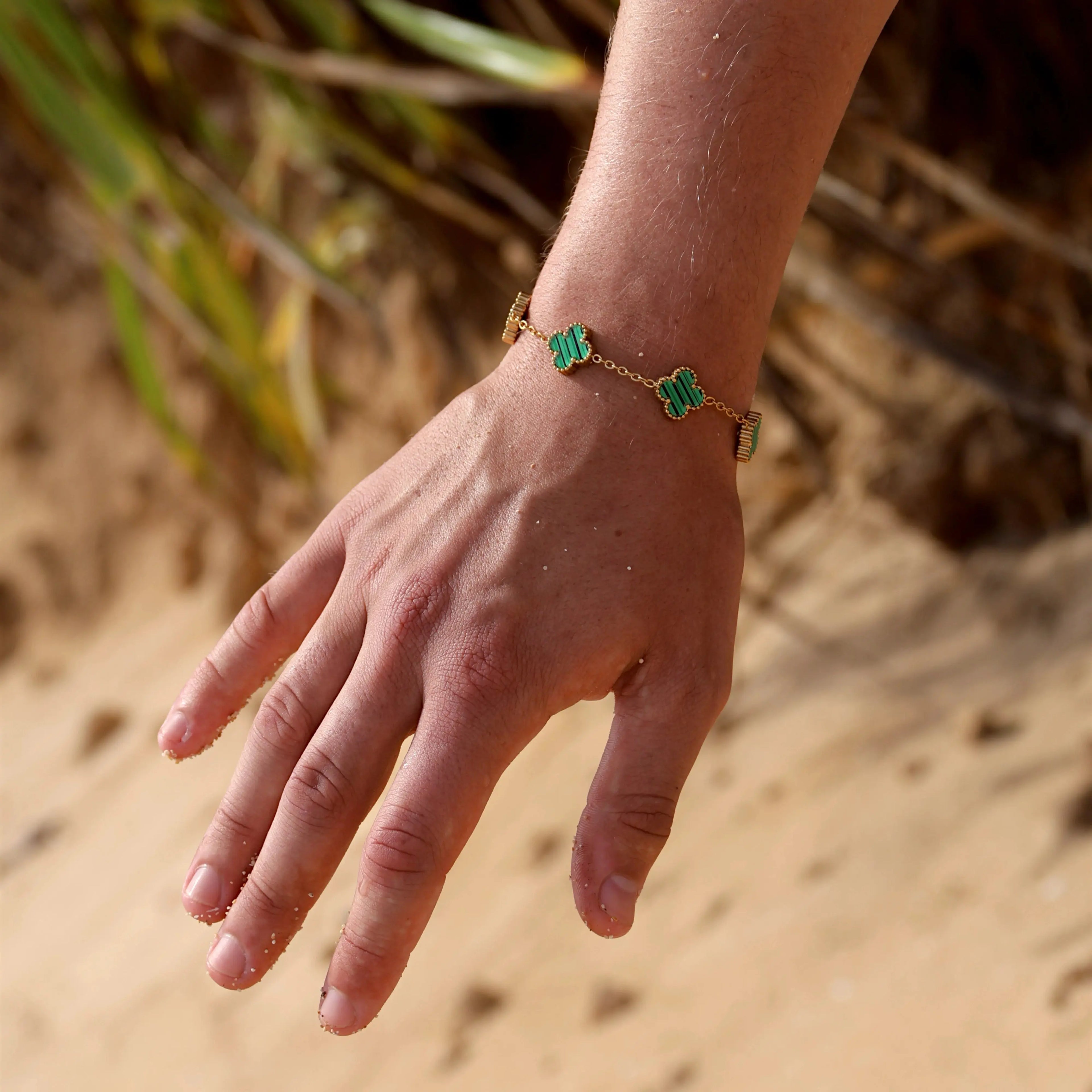 CLOVE BRACELET STRIPED GREEN SKØR