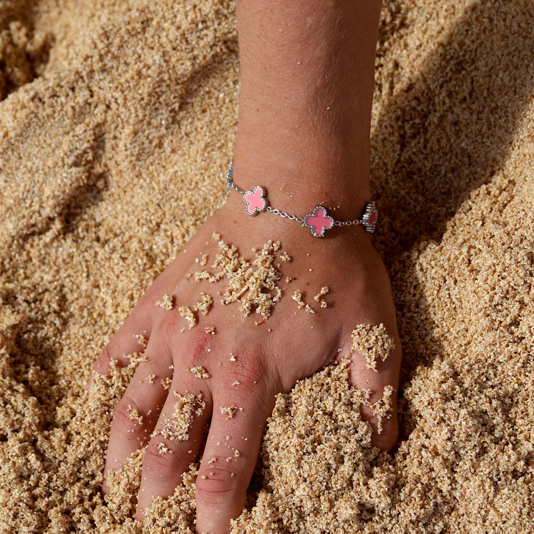 CLOVE BRACELET SILVER PINK SKØR