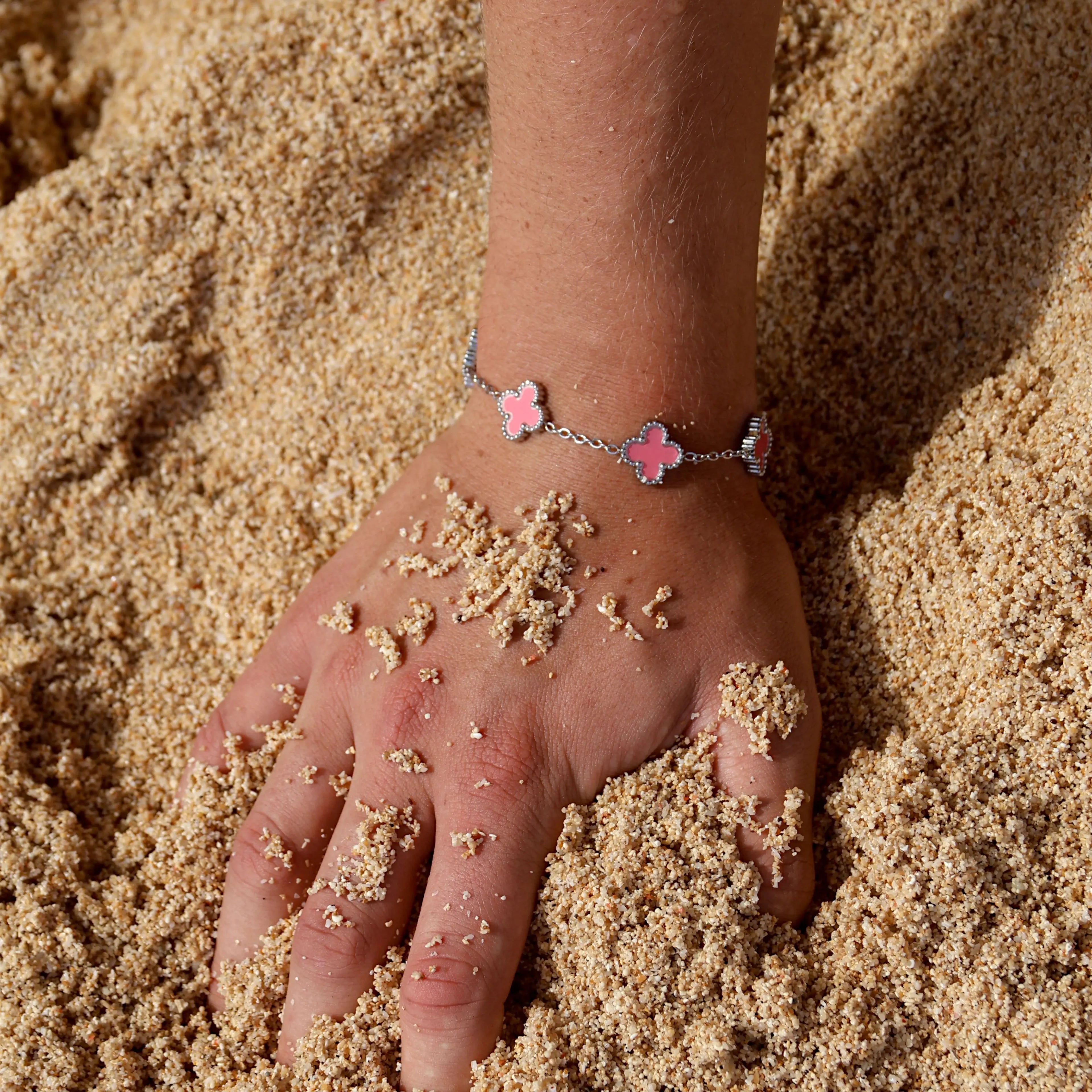 CLOVE BRACELET SILVER PINK SKØR
