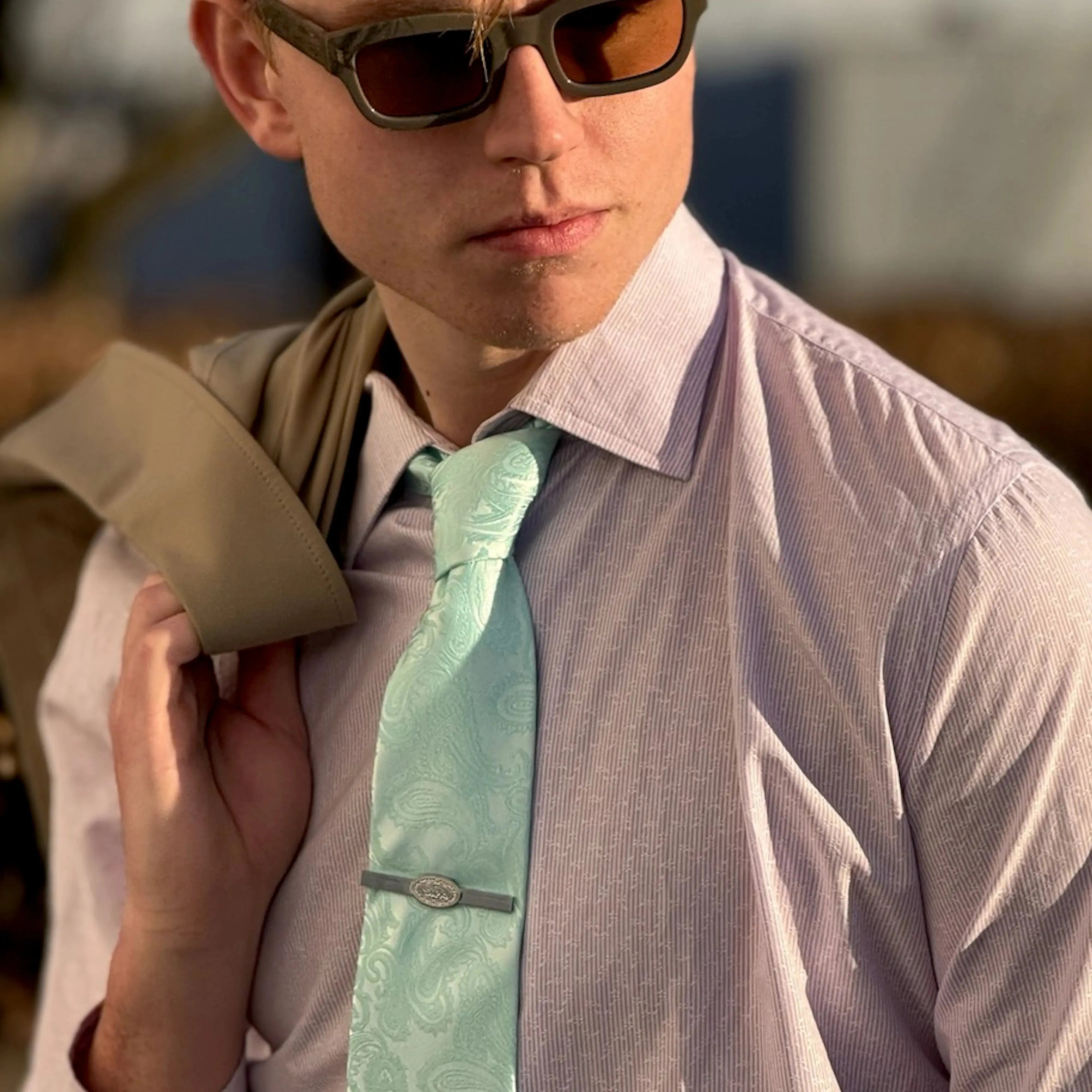 TURQUOISE PAISLEY TIE SKØR
