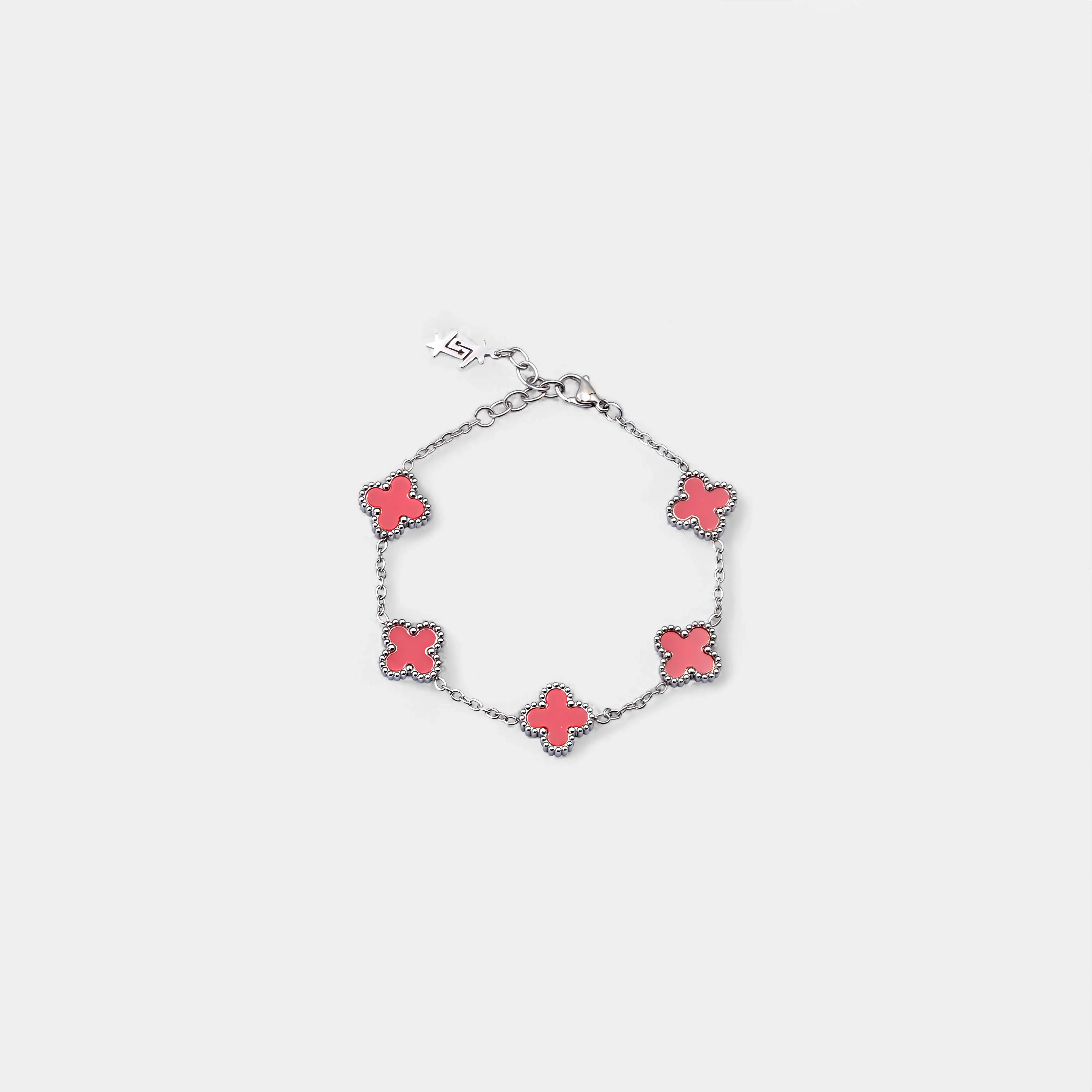 CLOVE BRACELET SILVER PINK SKØR
