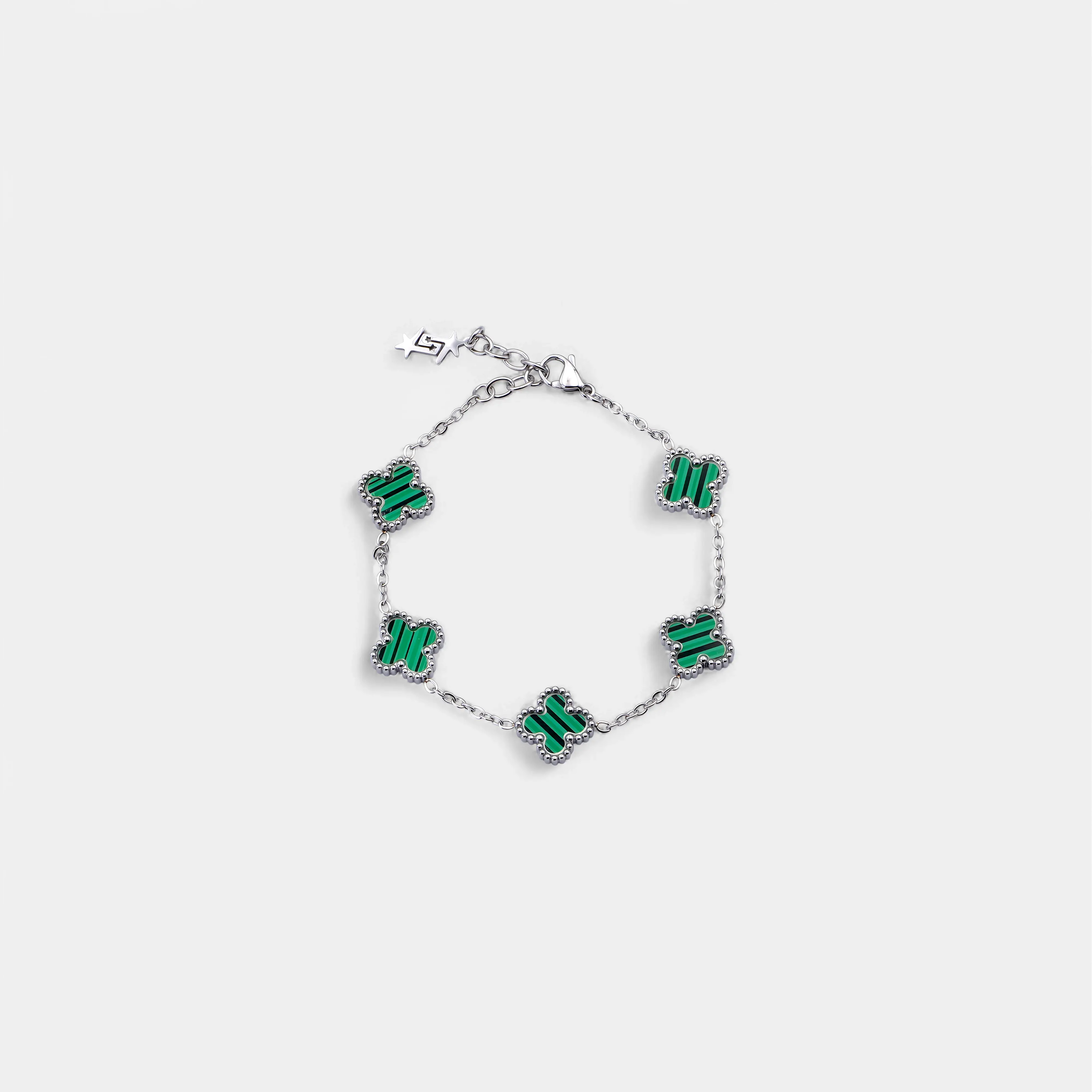 CLOVE BRACELET SILVER GREEN SKØR