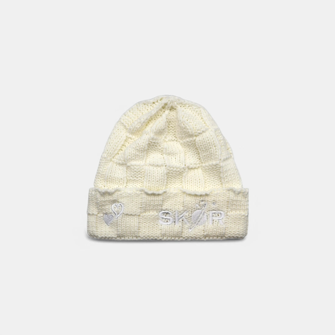 CHECKERS CREME BEANIE SKØR