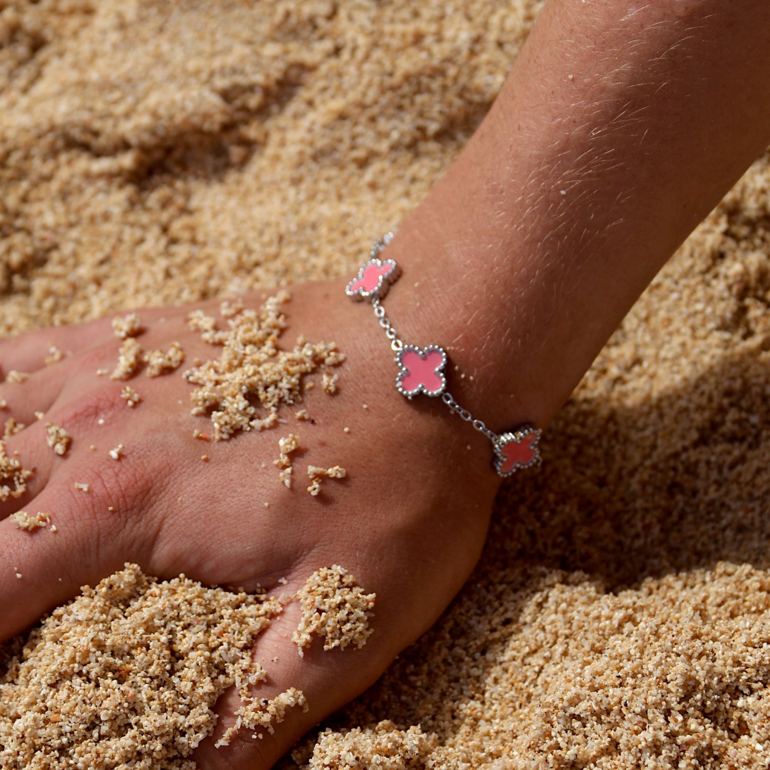 CLOVE BRACELET SILVER PINK