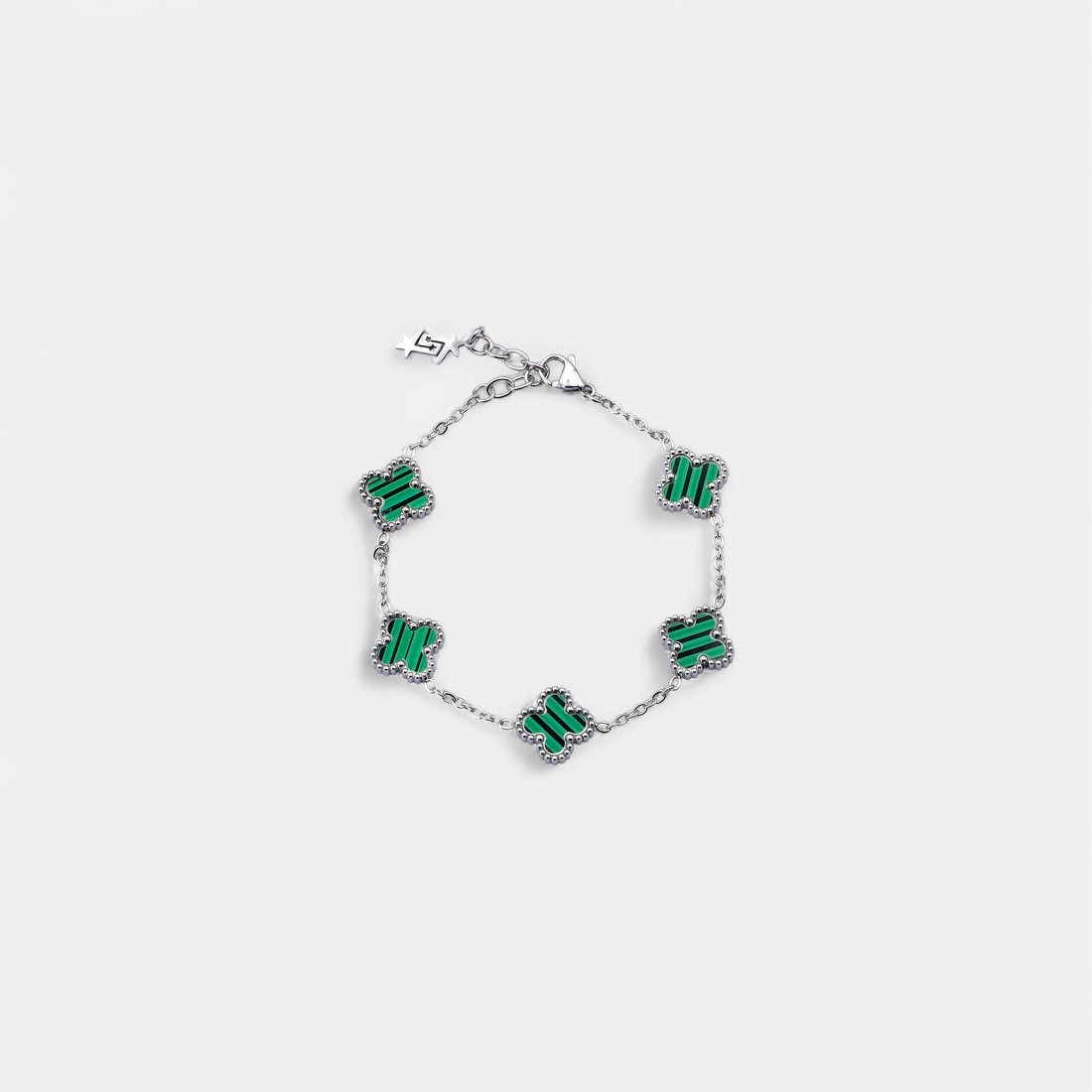 CLOVE BRACELET SILVER GREEN SKØR